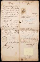 1856-1859 Pápa, 3 db régi okmány, 6, 12 és 30 kr okmánybélyeggel