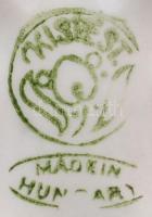 5 db különféle népi motívumos porcelán butykos, vegyesen kézzel festettek és matricásak, jelzett (Zs...