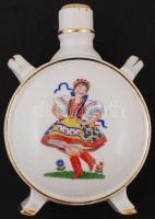 5 db különféle népi motívumos porcelán butykos, vegyesen kézzel festettek és matricásak, jelzett (Zs...