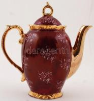 Életképes japán porcelán teás készlet (kis hiánnyal): fedeles kiöntő, matricás, jelzett, apró kopásn...