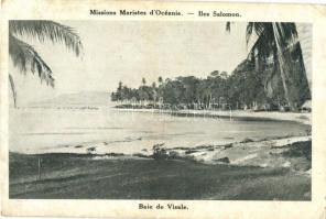 Solomon Island / Iles Salomon; Mission Maristes d'Oceanie, Baie de Visale / beach; Christian mission of the Marist Fathers at Solomon Island (cut)