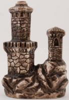 Dekoratív, San Marino várát formázó mázas kerámia folyadéktároló, rajta műanyag csappal, kézzel fest...