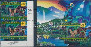1998 50 éves a WHO: trópusi őserdők védelme bélyeg ívsarki összefüggés Mi 264 + blokk Mi 9