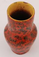 Dekoratív mázas kerámia váza, jelzés nélkül, kis lekopással, m: 16 cm