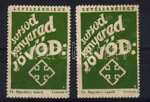 1940. 2 db nyilas propaganda levélzáró / 2 Stk. ungarische NS Propagandavignetten