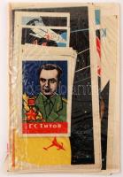 cca 1970 Szovjet, űrhajózás témájú gyufacímke csomag / Soviet space match labels