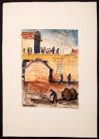 Szilágyi Ilona (1904-1985): 19 db grafika az épülő Sztálinvárosról (ma: Dunaújváros), különféle tech...