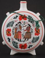 Hollóházi Gödöllő címerrel díszített porcelán kulacs, matricás, hibátlan, jelzett, m: 21 cm