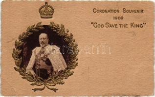 Edward VII Coronation 1902 God save the king, Raphael Tuck & Sons No. 3001., golden decoration Emb. (EB)
