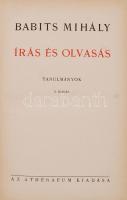 Babits Mihály: Írás és olvasás. Tanulmányok. Budapest, é.n., Athenaeum. Félvászon kötésben.