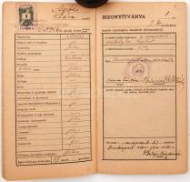 1931-1965 9 db különféle gimnáziumi, főiskolai és egyetemi bizonyítvány, leckekönyv, Degré Alajos (1...