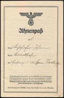 1939 Ahnenpaß, kitöltött, árja származást tanúsító német birodalmi igazolvány /

1939 Ahnenpaß, a ...