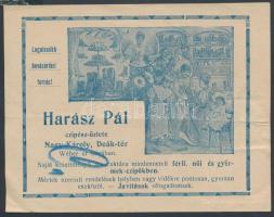 1910 Nagykároly, Harász Pál cipészüzletének díszes fejléces számlája 4 és 10f okmánybélyeggel