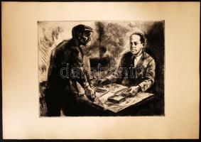 10 db kommunista sajtóval kapcsolatos szocreál alkotás, Rozanits Tibor (1931-?), Veszprémi Endre (19...