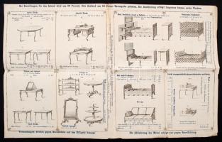 cca 1870-1900 Régi bútorkatalógus, benne a Mannstein-féle bútorokkal, ábrákkal gazdagon illusztrált, német és magyar nyelven