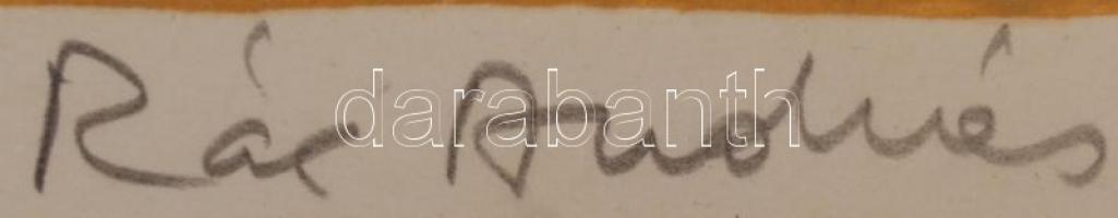 Rác András (1926- ): Dáliák, linó, papír, üvegezett fa keretben, 26,5×34 cm