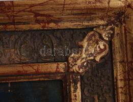 Jelzés nélkül: Vadász csendélet, olaj, karton, díszes fa keretben, 21,5×28 cm