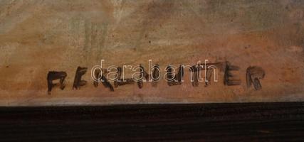 Perlmutter jelzéssel: Gyümölcs csendélet karfiollal, olaj, fa, keretben, 35×47 cm