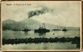 Naples, Napoli; Vesuvio, S. Lucia, warships (EK)