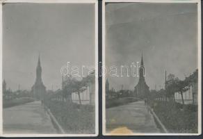 cca 1920 Kispest, Fő utca 2 db fotó 6x9 cm