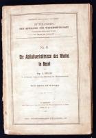 Ghezzi, C.: Die Abflußverhältnisse des Rheins in Basel. Mitteilungen der Abteilung für Wasserwirtschaft Nr. 8. Mit 24 Tabellen und 16 Beilagen. Bern, 1915, Buchdruckerei Rösch&Schatzmann. Kiadói papírkötés, gerince szakadt, hiányos, kopottas állapotban / Pappeneinband, verschlissener Zustand / paperback, demaged condition