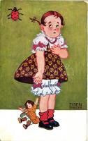 Girl, doll, ladybug, W.R.B. & Co. Serie 22-81. s: Eisen Schaupp