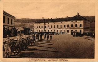 Székelyudvarhely, Gyalogsági laktanya, ágyúk; kiadja Székely Dénes / infantry barrack, cannons (EK)