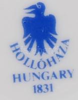 Hollóházi virágmintás porcelán váza, matricás, jelzett, apró kopásnyomokkal, m: 21 cm