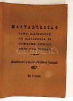 1927 Bp., Magyarország vasúti hálózatának, úti hálózatának és útépítésre szolgáló kőbányáinak térképe, 1:550000, szerkeszti a m. kir. Földtani Intézet, papírkötésből kihajtható térkép, jó állapotban, 96x66 cm