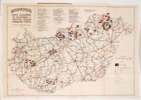 1927 Bp., Magyarország vasúti hálózatának, úti hálózatának és útépítésre szolgáló kőbányáinak térkép...