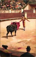 Pasando de Muleta / Bullfight, toreador, litho