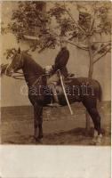 WWI Hussar on horse, photo (fl)