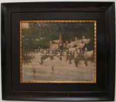 Nagy Ernő (1881-): Kacsa menet. Olaj, vászon, jelzett, antik keretben, 40×50 cm