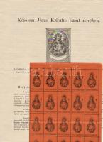 1899. Templomépitési adománygyűjtő ív, hozzá 2 teljes ív (100 db) téglajegy / Spendebogen mit Ziegelscheinbogen