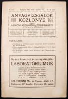 1918 Bp., Az Anyagvizsgálók közlönye, a Magyar Anyagvizsgálók Egyesülete folyóirata V. évfolyamának 7-8. száma, benne egy tanulmánnyal a Széchenyi Lánchíd útburkolatának romlásairól, 1 db kihajtható melléklettel