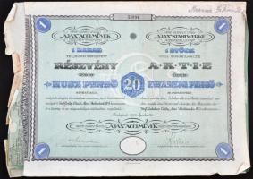 Budapest 1926. "Gróf Csáky László Ajax-Acélművek Részvénytársaság" részvénye 20P-ről szelv...