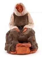 2 db kerámia szobor, mindkettő Hatvani jelzéssel: Hölgy kalapban. Festett kerámia, m: 22 cm; Kofaass...