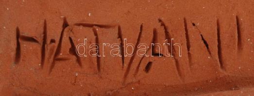 2 db kerámia szobor, mindkettő Hatvani jelzéssel: Hölgy kalapban. Festett kerámia, m: 22 cm; Kofaass...