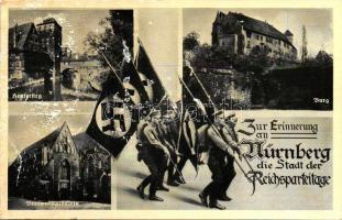 Nürnberg, Rechsparteitag, Bratwurstglöcklein, Burg, Henkersteg / restaurant, castle, NS flags