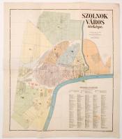 1927 Szolnok város térképe, szerkesztette Szolnok város mérnöki hivatala, rajta betűsoros utcajegyzékkel, M. Kir. Állami Térképészet, 1:10000, 56x64 cm