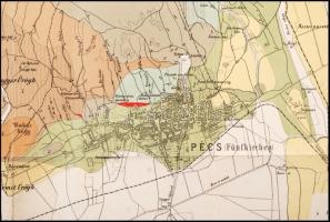 cca 1880-1890 Pécs városa környékének földtani térképe(Geologische Karte der Umgebung von Fünfkirche...