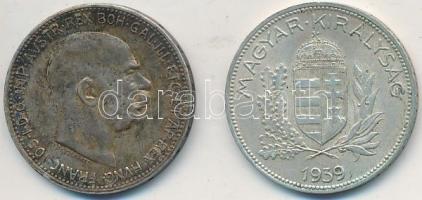 Vegyes: 1939. 1P Ag + Ausztria 1915. 1K Ag T:2,2- patina