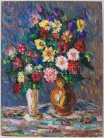 Jelzés nélkül: Virágcsendélet. Olaj, farost, 80×60 cm
