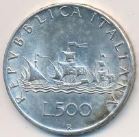 Olaszország 1966R 500L Ag "Kolumbusz hajói" T:2,2- Italy 1966R 500 Lire Ag "Columbus' ships" C:XF,VF