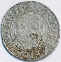 Porosz Hercegség 1538. 1Gr Ag Brandenburgi Albert (2g) T:2- patina Duchy of Prussia 1538. 1 Groschen Ag Albrecht von Brandenburg (2g) C:VF patina