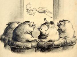 cca 1930 Ék Sándor, Alex Keil (1902-1975): Humoros grafika. "Ezt a biológiai képtelenséget ki k...