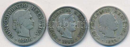 Svájc 1882B 5r Cu-Ni + 1884B 5r Cu-Ni + 1906B 10r Cu-Ni T:2,2-,3
Switzerland 1882B 5 Rappen Cu-Ni + ...