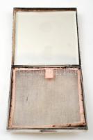 Kopcsányi Ottó (1933-): Tűzzománcos plakettel díszített tükrös púdertartó,fém, 7x7cm