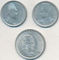 Egyiptom 1923. 2P Ag "I. Fuád" + 1937. 2P Ag "I. Fárúk" + 1957. 5P Ag T:2,2-
Egy...