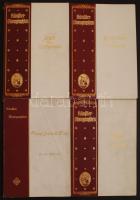 Künstlermonographien, Liebhaber-Ausgaben 45, 42, 73, 106(Philip Alexius de László, George Frederick Watts, Stuck von D.J. Bierbaum). Bielefeld und Leipzig, 1896-1913, Verlag von Belhagen&Klasing. Kiadói aranyozott vászonkötés, képekkel illusztrált, aranyozott lapszélek, gerincnél kissé szakadt, jó állapotban / Ganzleineneinband, guter Zustand